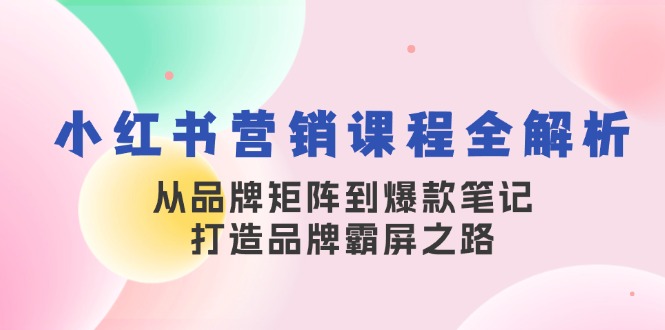 小红书营销课程全解析，从品牌矩阵到爆款笔记，打造品牌霸屏之路-衍希素材