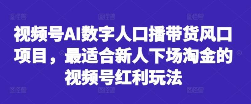 视频号AI数字人口播带货风口项目，最适合新人下场淘金的视频号红利玩法-衍希素材