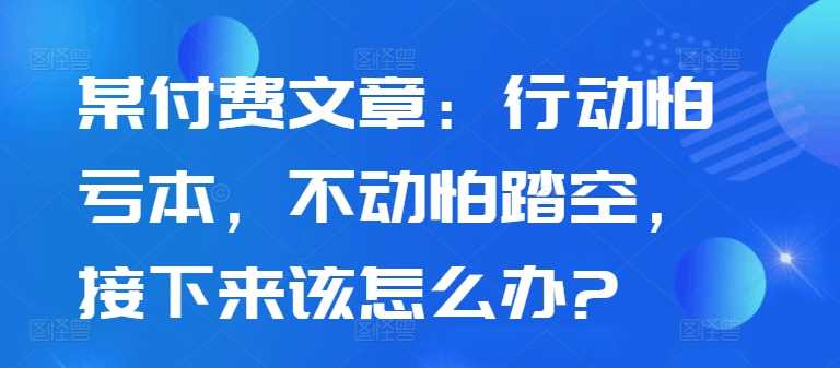某付费文章：行动怕亏本，不动怕踏空，接下来该怎么办?-衍希素材