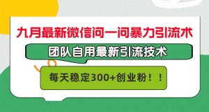 九月最新微信问一问暴力引流术,团队自用引流术,每天稳定300+-衍希素材